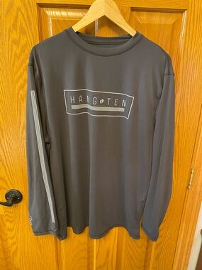 Hang Ten Charcoal Prrformance Long Sleeve Tee UPF 50+ Dry Fast Material Large